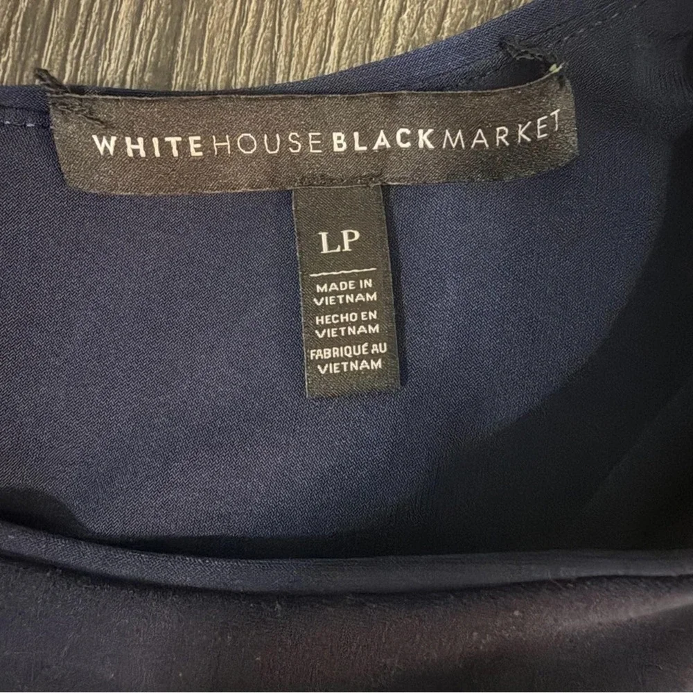 White‎ House Black Market Floral Sheath Dress Navy Blue LP Petite Wedding Guest - Picture 13 of 16